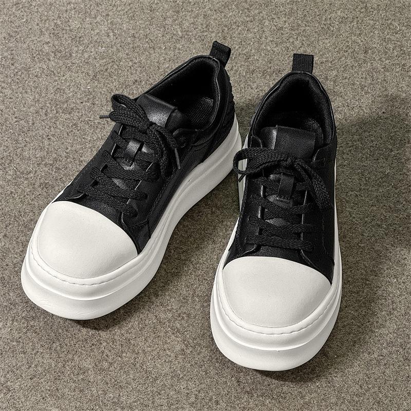 

Кеды мужские 2025 поверхность из мягкой кожи толстая подошва нескользящие дышащие универсальные повседневные спортивные кеды подошва-маффин универсальная мужская обувь 38