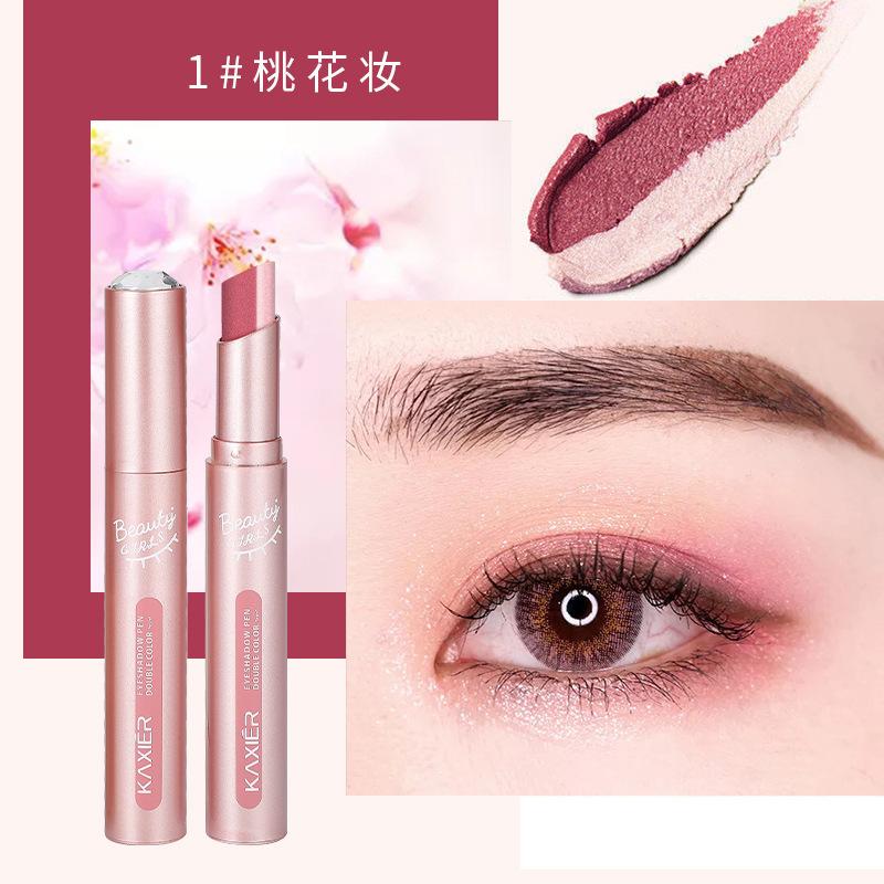 Gradient Dual-Color Eyeshadow Pencil Pearlescent Fine Shimmer Waterproof & Smudge-Proof Lazy Girl Eyeshadow Stick Beauty Eyeshadow