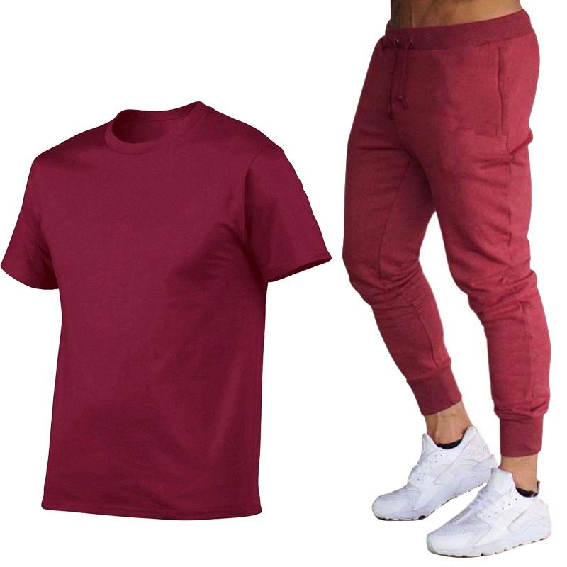 Men's Fashion Short Sleeved Long Pants Set Teenagers' Running Outdoor Sports Two-piece