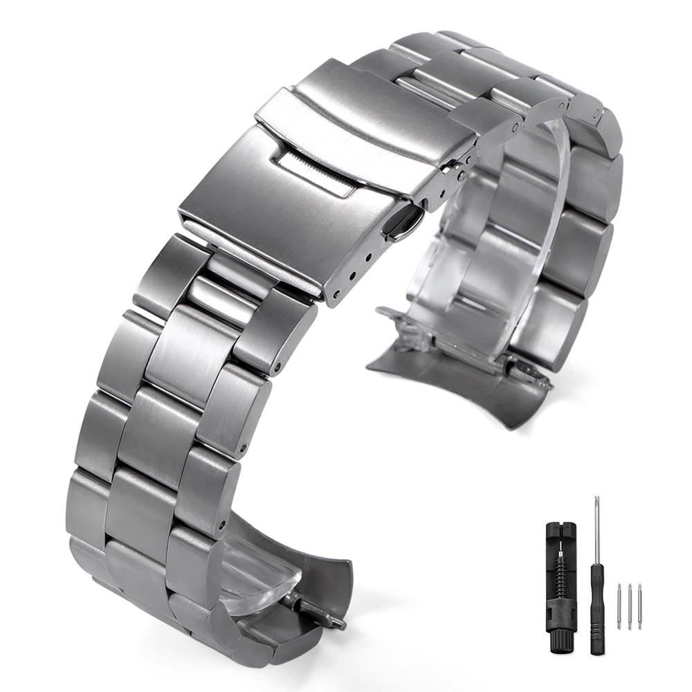 Pevný nerezový řemínek na hodinky pro Seiko 5 SKX009/007 pro Oyster pro Jubilee Zakřivený konec Hodinky 18mm 20mm 22mm Pánský sportovní pásek