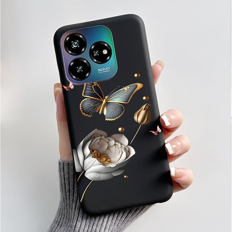 Case For ZTE Blade V60 Design 4G/Blade V60 Vita/Nubia V60 Design/Axon 60 Lite Soft Silicone Black Cover Cute Flower Cartoon Case