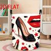 1pc, 2D Flat Dirty Clothes Basket, Black High Heels with Flowers, Red Lips, Lipstick, Stars, Valentine'S Day Theme, Suitable for Bedroom, Bathroom, Do