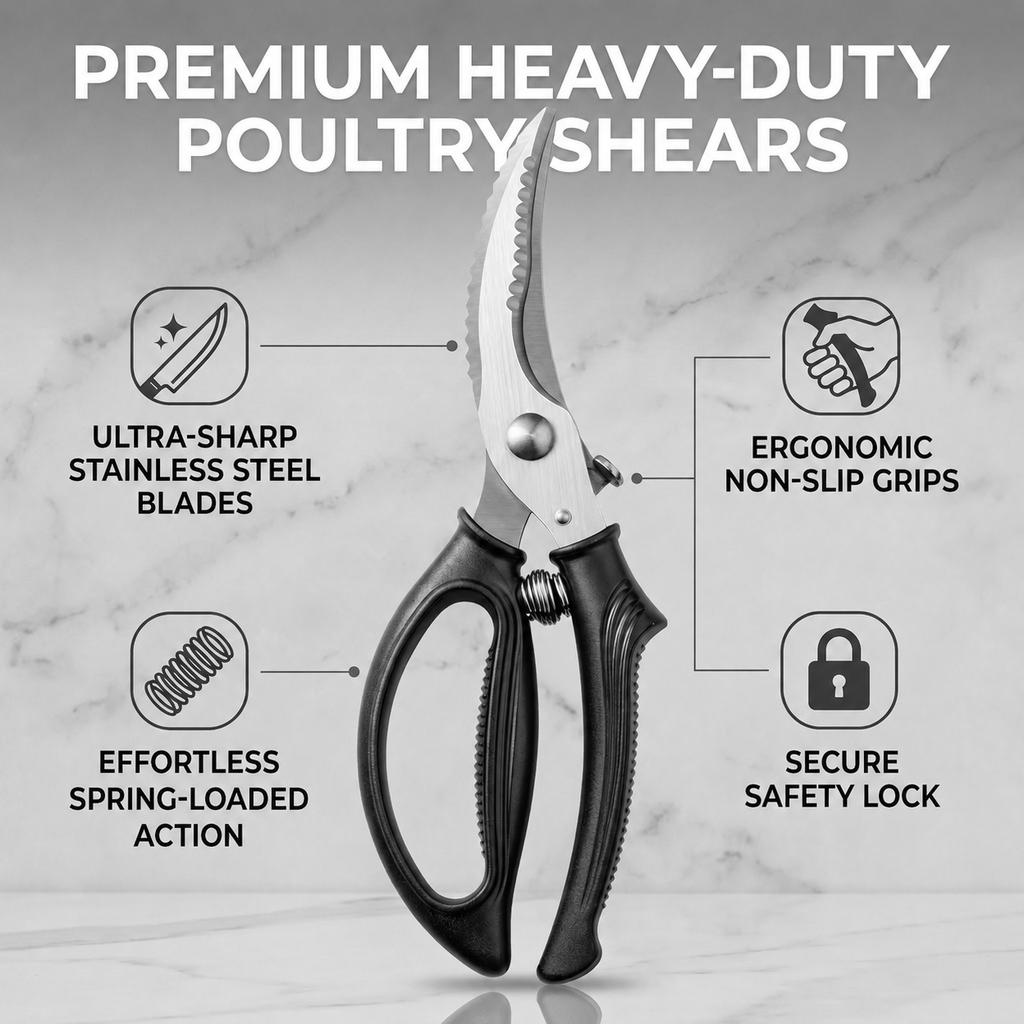 Stainless Steel Chicken Bone Scissors Sharp Heavy Duty Poultry Shears Multi Function Kitchen Tool For Cutting Meat Fish Bones5