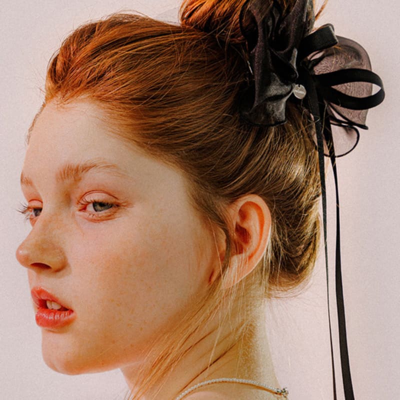 Mellotory Ribbon See-through Hairpin (black)