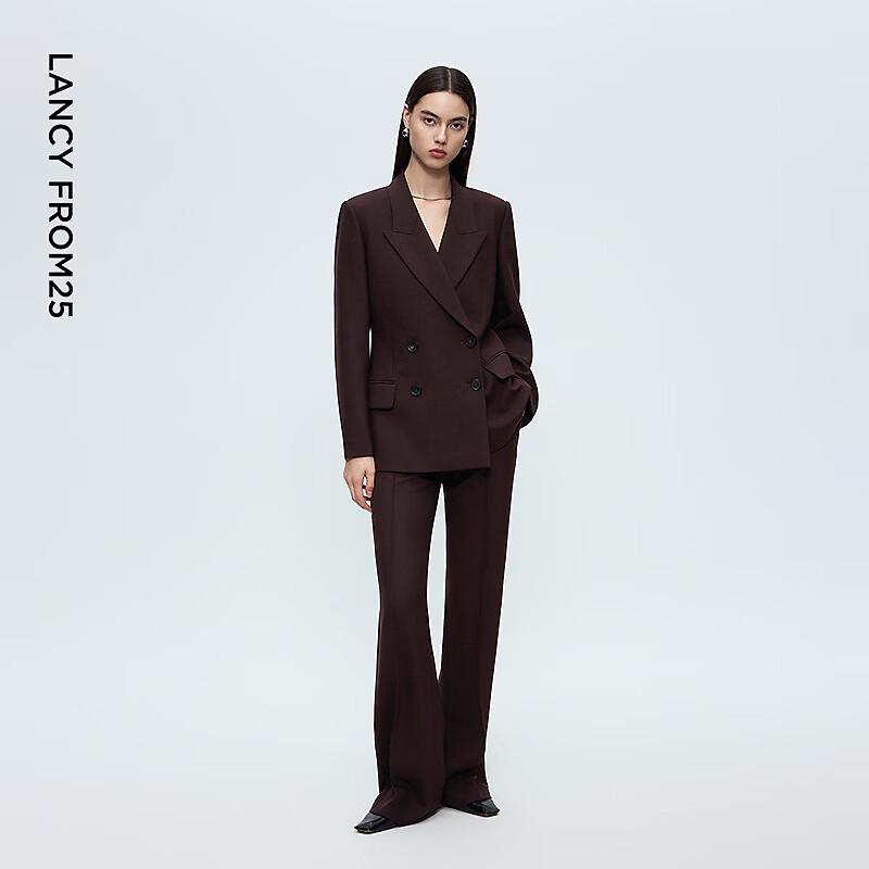 Lancy Women's Ankela Red Wool Blend Suit Pants