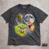 Drei Kakapo Retro Grafik T-Shirts, Vintage Kakapo Mond T-Shirt, Kakapo Liebhaber, Lustiges Kakapo T-Shirt, Übergroßes gewaschenes T-Shirt, Albernes Geschenk, Papageien