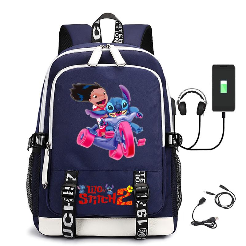 Рюкзак большой емкости с принтом, студенческая USB-школьная сумка