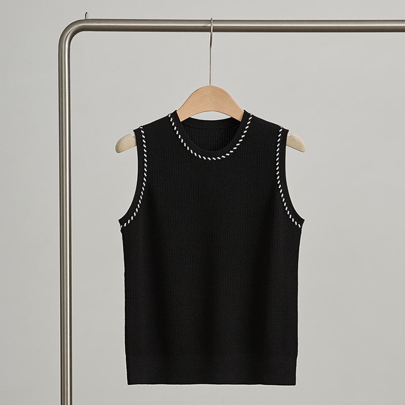 Women's 100% Merino Wool Knit Vest - Solid Color, Round Neck, Elegant & Casual Fit