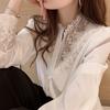 Lace Bottomed Shirt for Women Sense Spring and Autumn Design Niche Style Paired Scheming Top and Patchwork Shirt