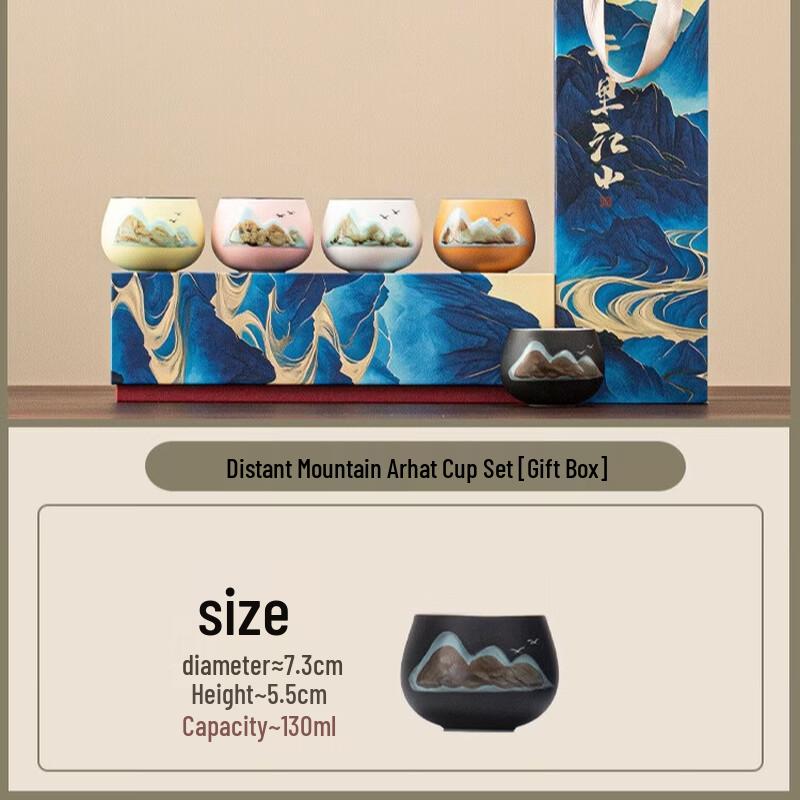 Zhuijia Forbidden City Landscape Arhat Ceramic Teacup Set