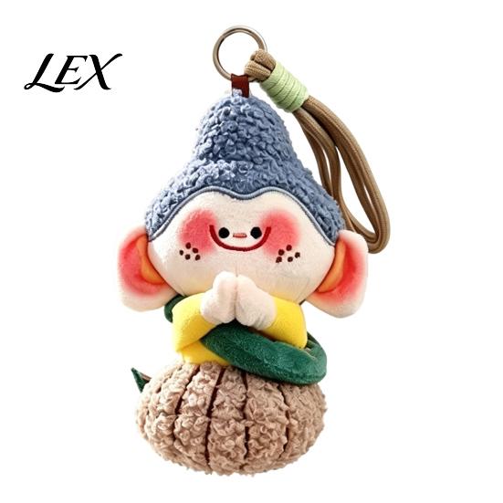 Dunhuang Style Accessories Cute Buddha Keychain, Plush Pendant with Embroidered Unique Gift for Friends Details, Soft Car Bag Charm, Creative Couples