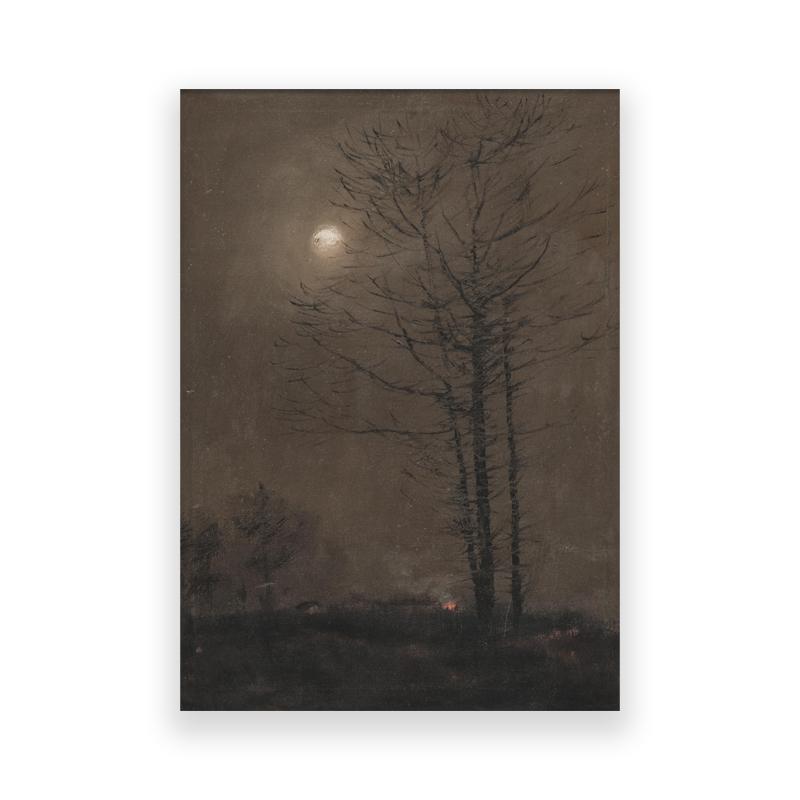 Vollmond Gruselig Gothic Wandkunst Leinwanddruck Halloween Heimdekoration Vintage Spukhaus Gemälde Stimmungsvolle Wandbilder