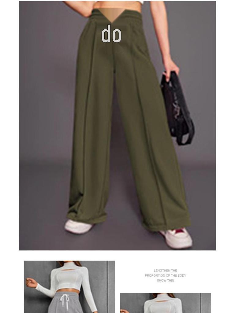 European & American High Waist Drawstring Wide Leg Sweatpants - Versatile, Comfortable, Loose Fit for Autumn/Winter