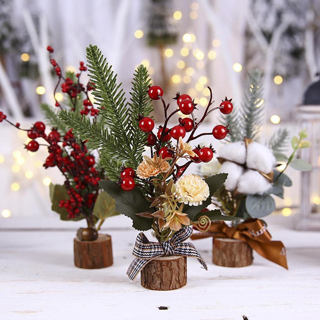 Xinlhanlh Urlaub Gefälschte Baum Zweig Beere Blume Weihnachten Schaufenster Ornament Desktop Decor