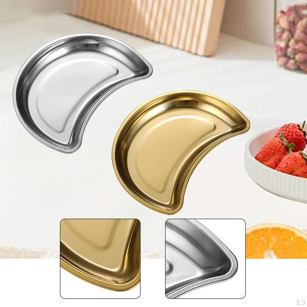 Metal Serving Tray, Moon Shape Plate Cheese Board Dessert Snack Tray Kitchen Countertop for Veggie,