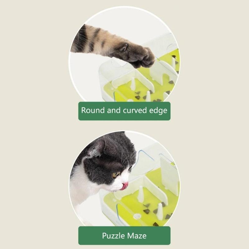 Interactive Cats Puzzle Feeder Toy Adjustable Difficulty Level Slow Eating Maze Mental Stimulation Training For Indoor Kitten