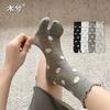 Womens Toe Socks Mid-Calf Polka Dot Thin Lace Trim Cute