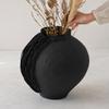 Handmade Matte Black Ceramic Vase Modern Freestanding Flower Hand-Formed