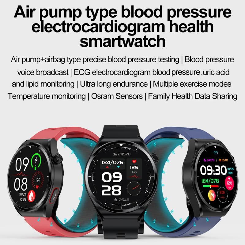 2025 NEW GT5 Smart Watch Air Pump Sphygmomanometer Heart Rate Thermometer Airbag Wristband Call Reminder Health Watch