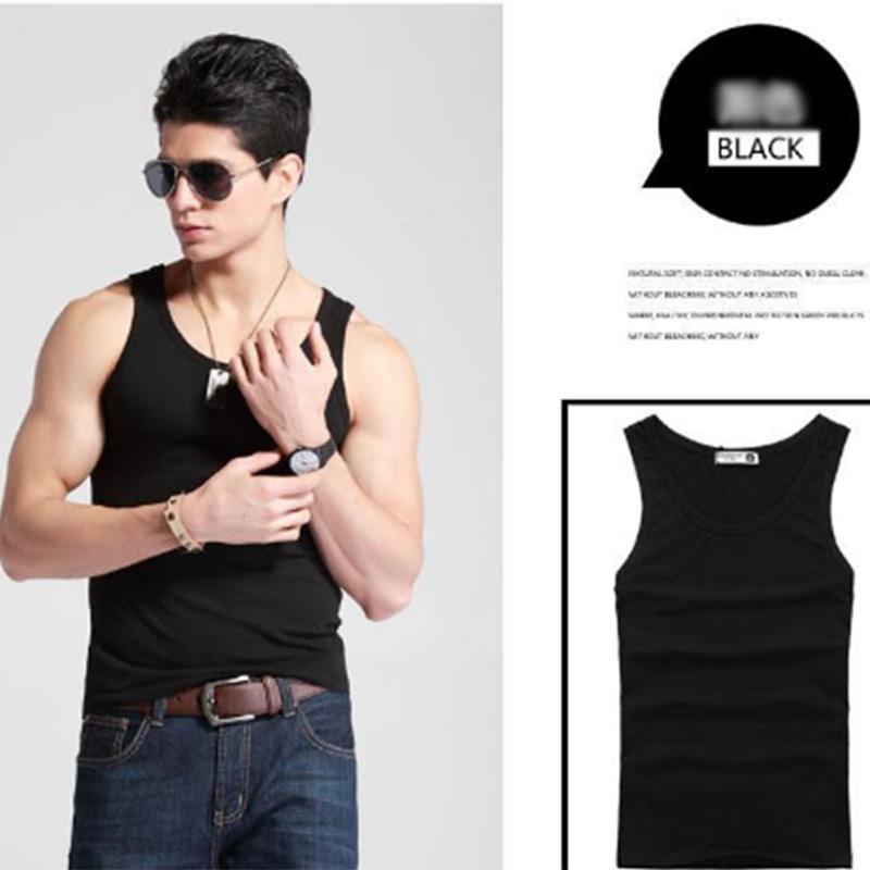 Men's Sports and Leisure Vest Solid Color Cotton Bottoming Elastic Fitness Tight Sports Hurdle Running Sweat-absorbing