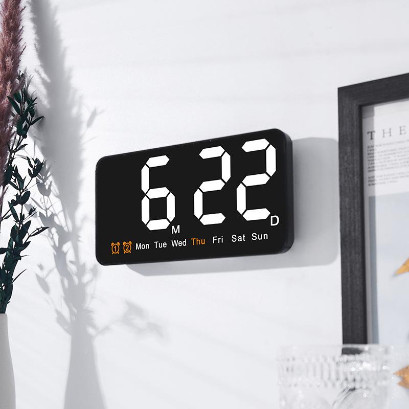 New Wall Clock Simple Large Screen Hanging Dual Purpose Clock Living Room Watch Strap Temperature Multi Function Alarm Clock