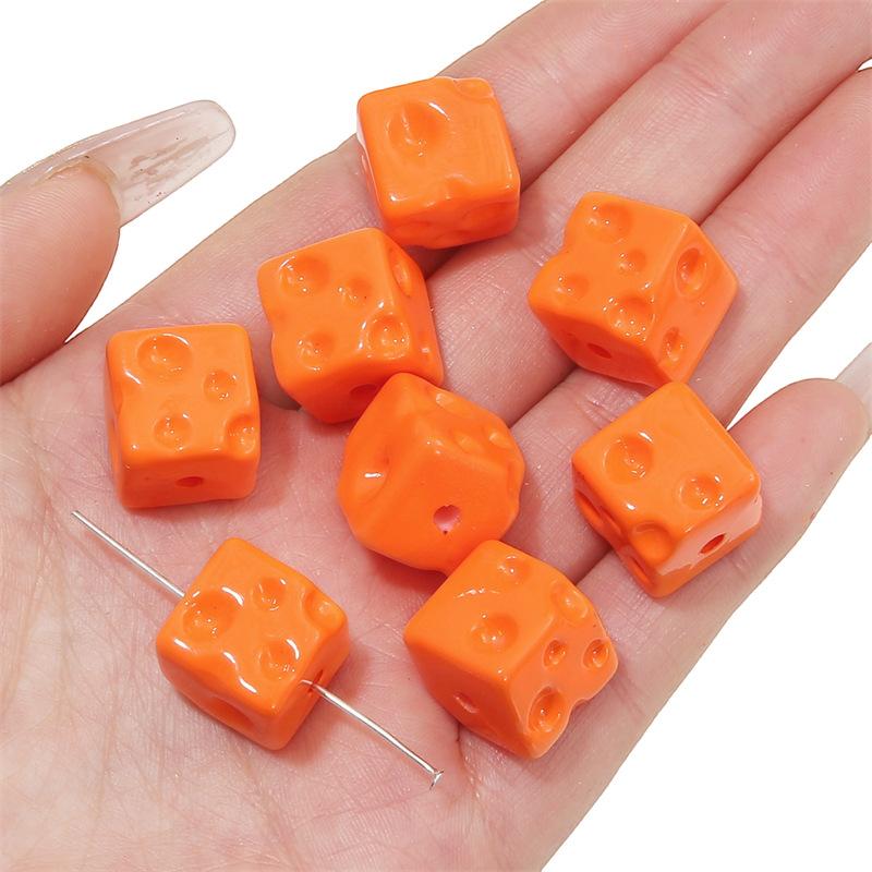 Handgefertigte Armbandperlen, Acryl, farbig plattiert, Handykettenperlen, Käse-Quadratperlen, handgefertigt, DIY-Handschnur, bunter Anhänger, Schmuckzubehör