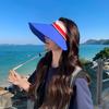 Outdoor Big Edge Empty Top Hat Women's Summer Travel Sun Protection Sun Hat Foldable Ponytail Cycling Sun Hat