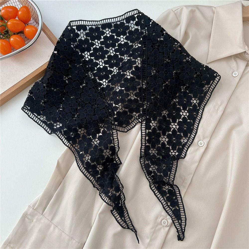 Embroidered Lace Triangle Scarf Transparent Skirt Curtain Simple Embroidered Flower Scarves Travel