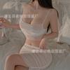 Sexy underwear, hot split suspender top, hip skirt, sexy mesh perspective pajama set
