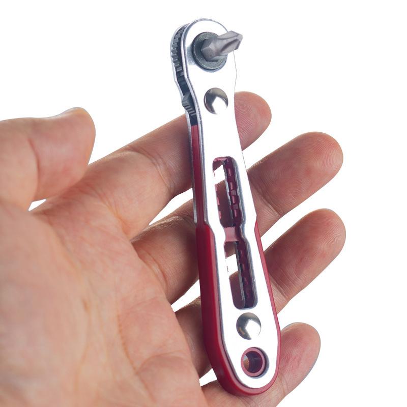 Bidirectional Ratchet Wrench Set with 10 Replaceable Screwdriver Bits High Hardness Durable Tool Kit for Professional Handymen