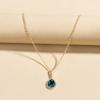 Green artificial crystal necklace, elegant ladies accessories for autumn and winter, water drop retro niche high-end sweater chain