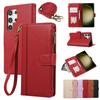 Crossbody Zipper Cards Solt Wallet Leather Case For Samsung Galaxy A16 A26 A36 A56 A17 S25 Ultra S24 S23 Plus S22 Lanyard Bag