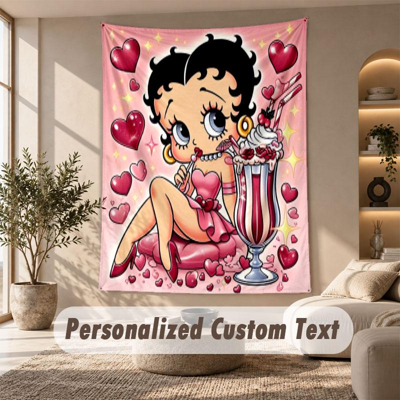 Duvara Asılan Duvar Halısı Sanat Kumaşı Yatak Odası Oda Arka Plan DekorasyonuBetty Boop