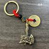 Punk Brass Dragon Head Axe Keychain Lucky Charm Car Key Ring Handmade Rope Vintage Gift For Men Women