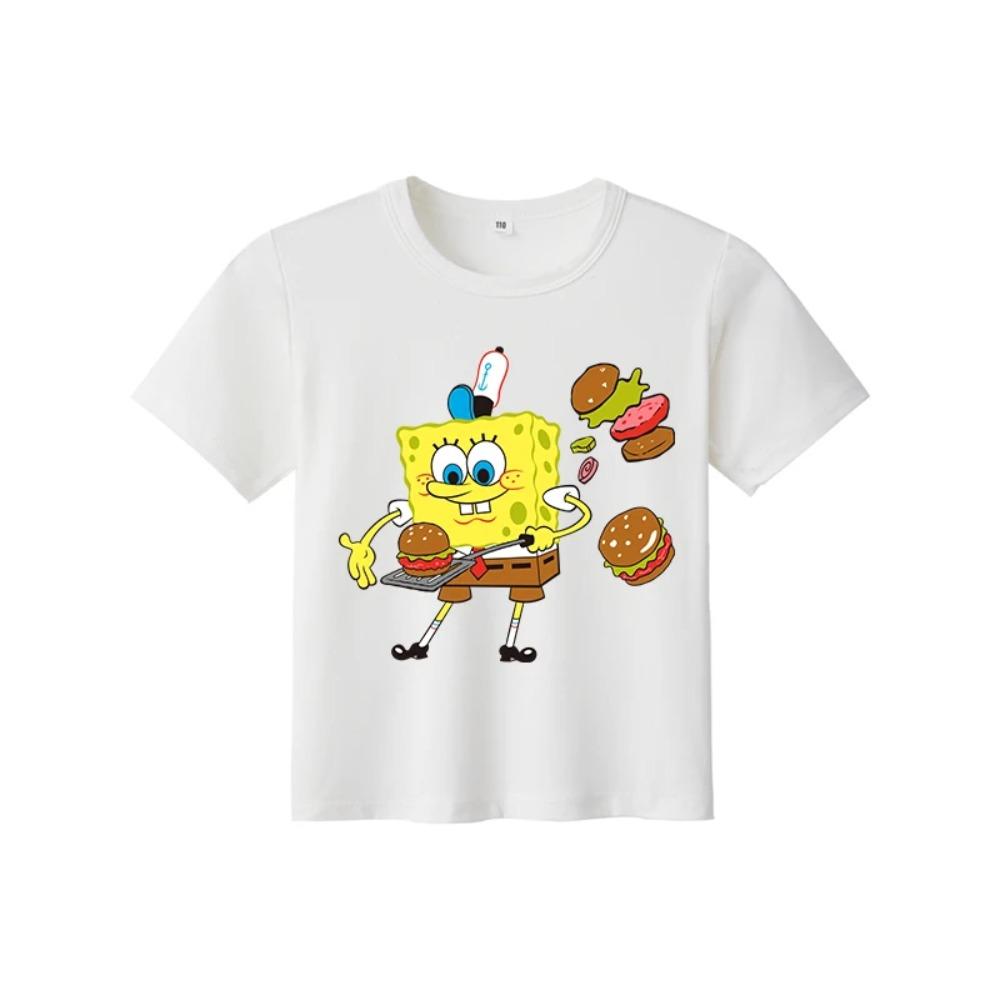 Classic Children's Anime Printed T-shirt with Multiple Styles SpongeBob SquarePant Printed Pattern Children's T-shirt Summer