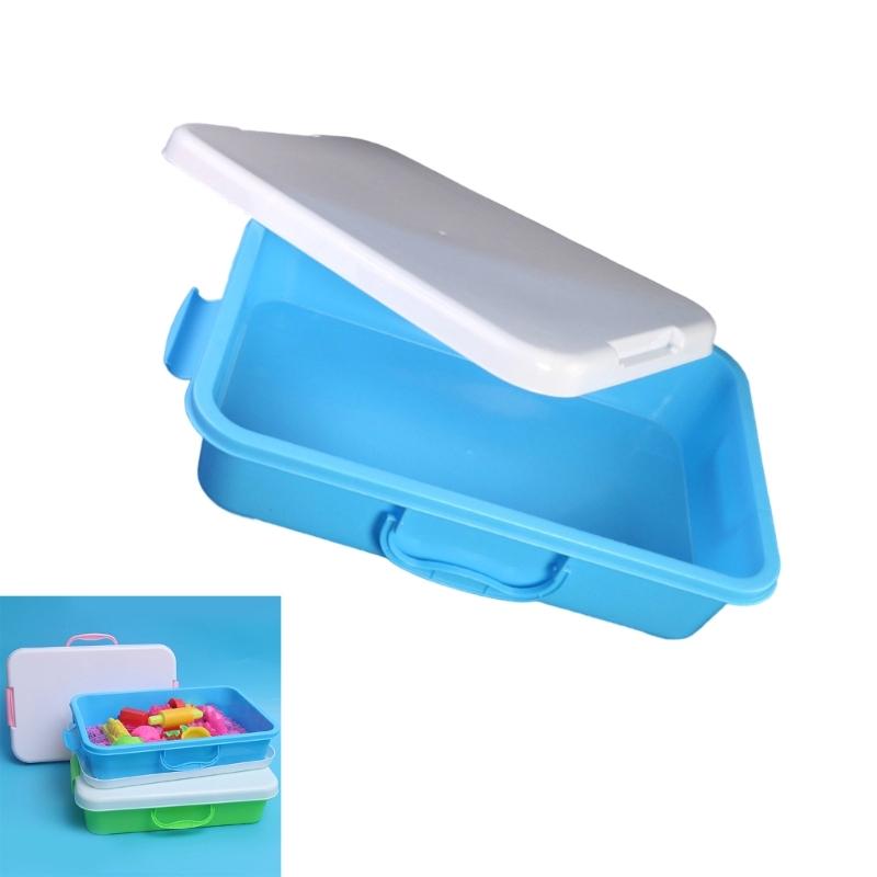 Portable Multicolor Sandbox Toy Organizer Stackable Sensory Bins With Lid For Sand Art Supplies Kids Playroom Storage