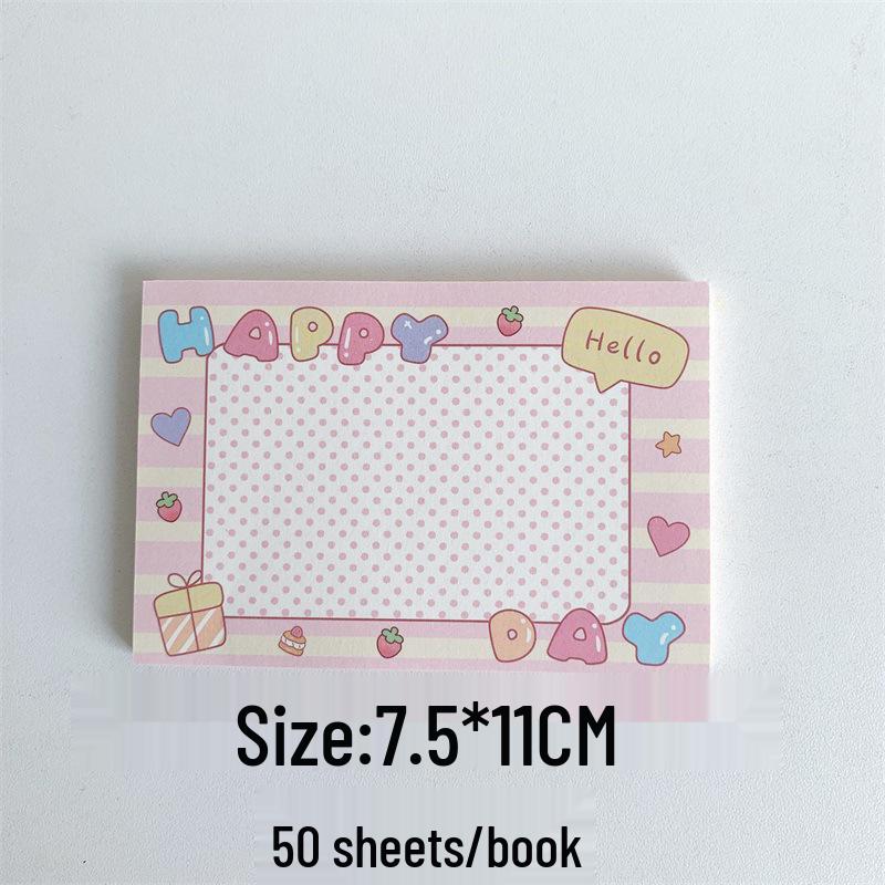 Cartoon Tearable Sticky Notes Non-Adhesive Cute Convenience Message Pads 50 pages/book