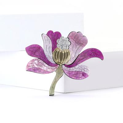Neue modische acryl lotus brosche exquisite frauen brust blume schmuck