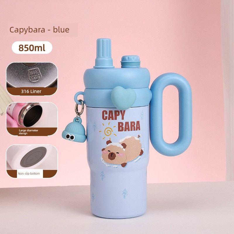 

Large-Capacity Thermos Cup for Women, Good-Looking Ice Cup, Portable Car Coffee Cup, Outdoor Sports Water Bottle, Tea Cup Blue (850Ml+Stainless Steel Liner)