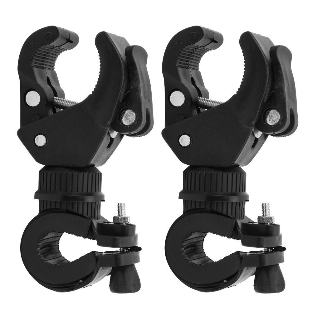 2pcs Universal 360 Degree Rotatable Bike Light Holder Mounting Bracket Black Flashlight Holder Torch Clamp Mountain Bike чёрный