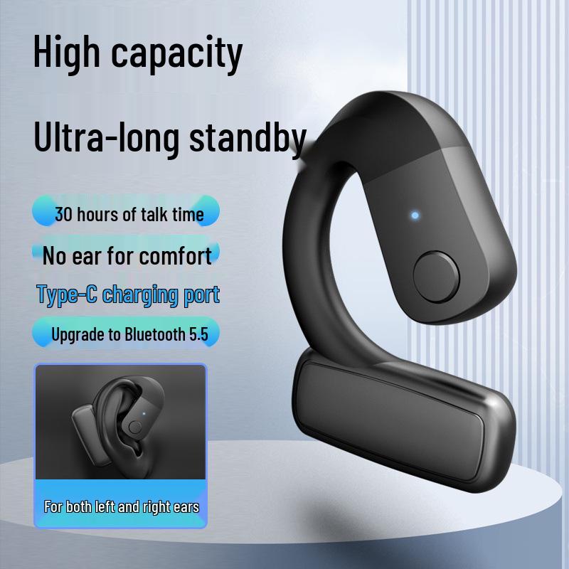 Universal Left/Right Ear-Hook Wireless Bluetooth In-Ear Headphones for Sports, Running, Driving, Cycling, and Food Delivery.