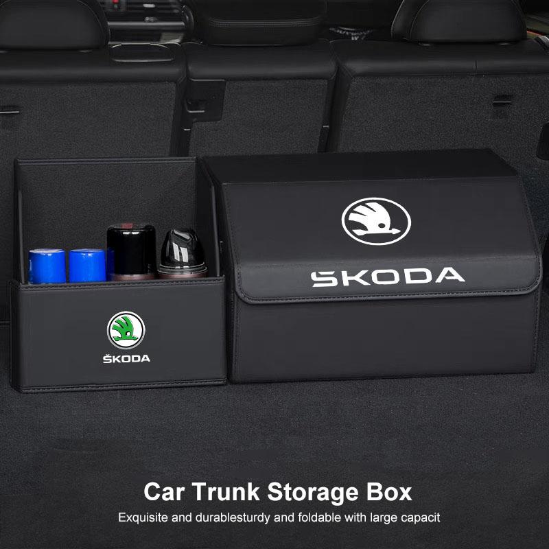 ADU1 Car Trunk Organizer Box Large Capacity Sundries Storage Tidying Bag For Skoda Octavia Superb Fabia Kamiq Kodiaq Rapid Yeti Karoq
