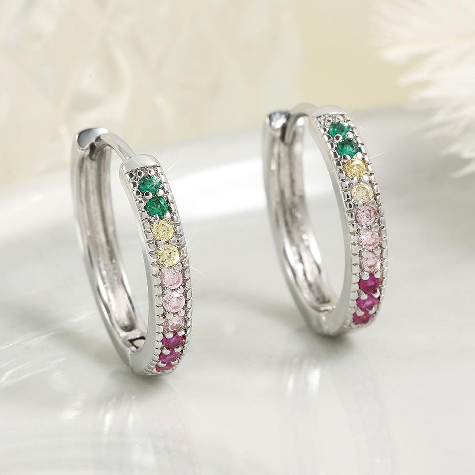 ZAKOL Classic Women's Hoop Earrings Brilliant Colored Cubic Zirconia Circle Earring Temperament Lady Ear Accessories Gift