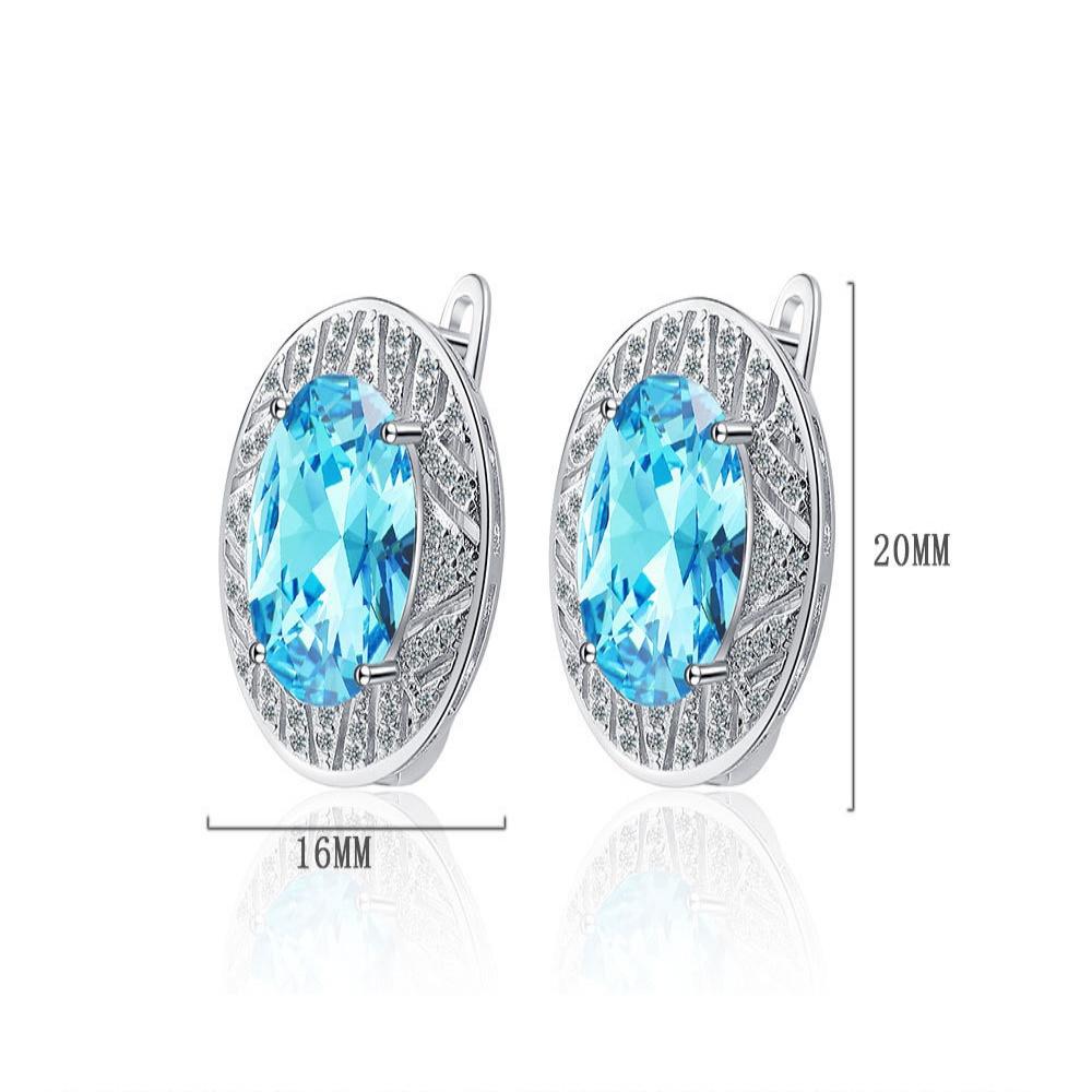 925 Sterling Silver Multi-color Round Crystal Zircon Earrings Anniversary Birthday Wedding Party Gift