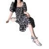 Plus Size French Bubble Sleeve Square Neck Summer Dress - Slimming Hepburn Style Little Black Dress