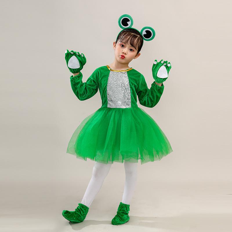 Costume da Ballo Rana Verde per Bambini - Vestito di Scena per Girini che Cercano la Mamma