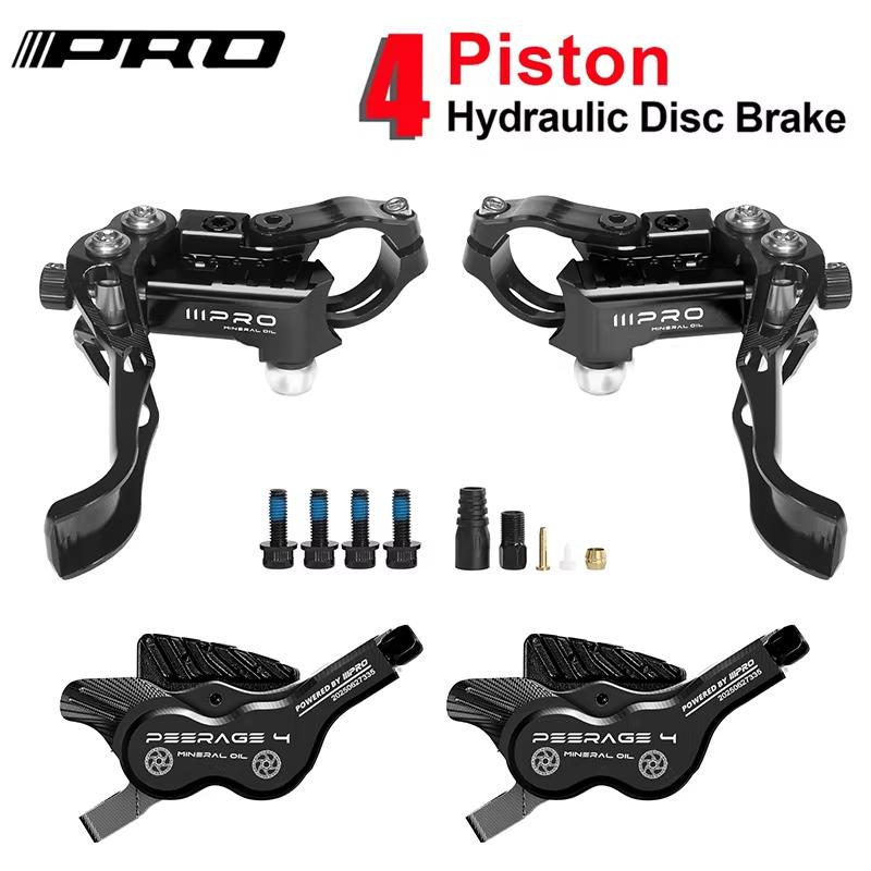 IIIPRO 4 Piston Ebike Hydraulic Brakes 850/1550Mm Hydraulic Brake Set CNC Heat Dissipating Mtb Mountain Bike Oil Disc Brake Set Hydraulic Disc Brake