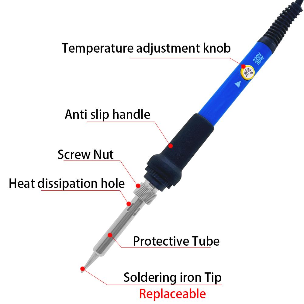 Adjustable Temperature Electric Soldering Iron Kit 220V 110V 60W 80W Welding Solder Rework Station Heat Pencil Tips Repair Tool