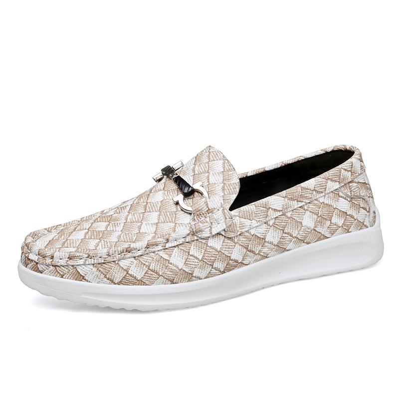 Men s Summer Genuine Leather Breathable Slip-On Loafers - Retro Casual Style 41