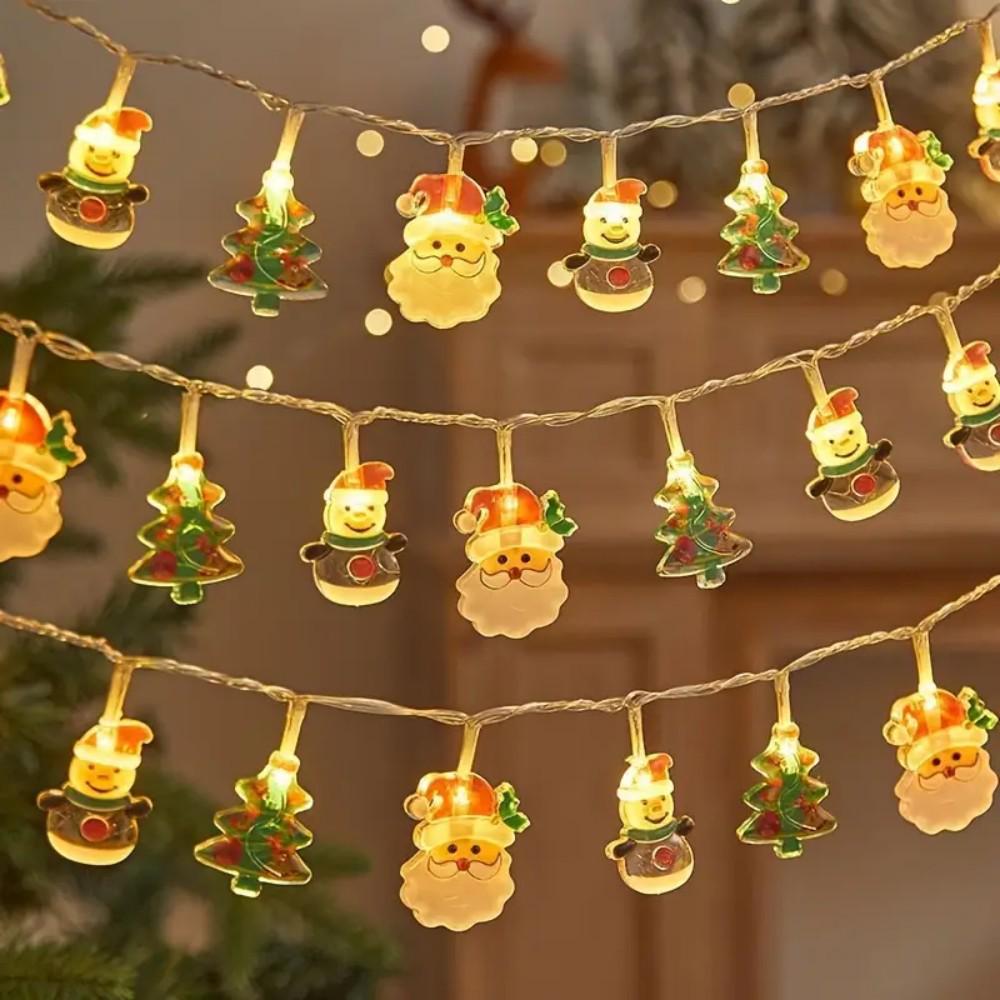 Cross-border LED Christmas String Lights: Santa & Snowman Decorations for Tree & Scene 1.5M 10 LED